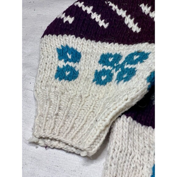 Ecuadorian Hand Knitted Wool Sweater Fair Isle Crew Neck Multicolor Unisex Large - Picture 8 of 10